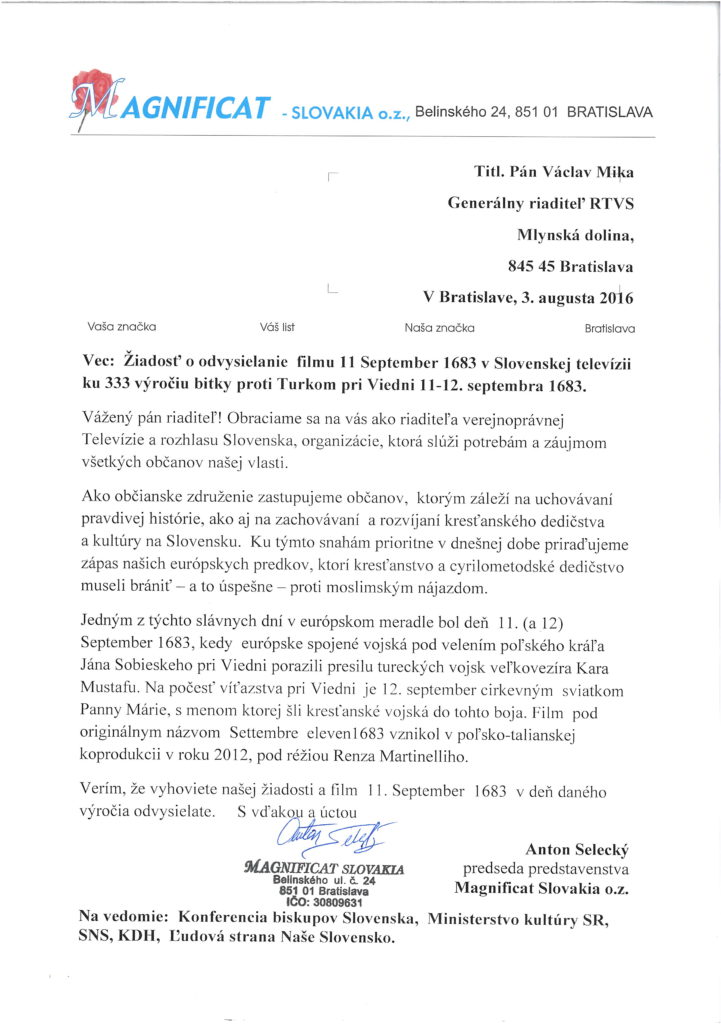 Žiadosť na RTVS